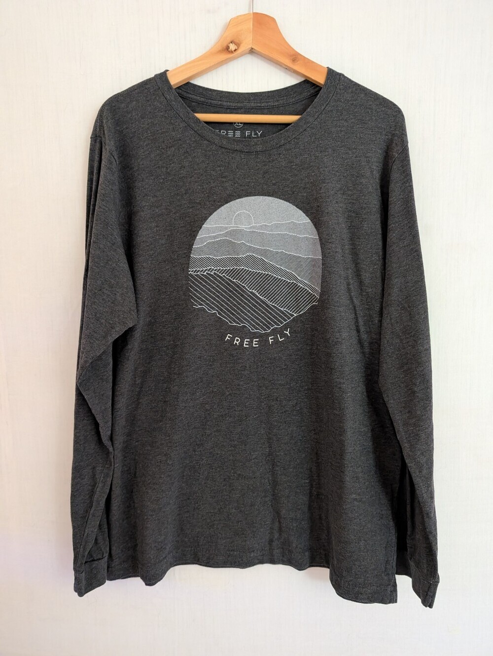 Free Fly Mens Shirt Gray Tee Long Sleeve Cotton Sun Top Size XL